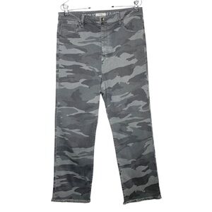 Splendid Eco Camo Button Fly High Rise Straight Leg Jeans, 31